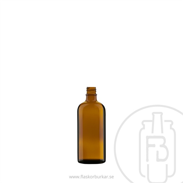 Glasflaska 100ml, brun, 18mm