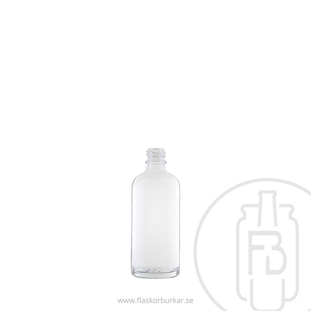 Glasflaska 100ml, Transparant, 18mm