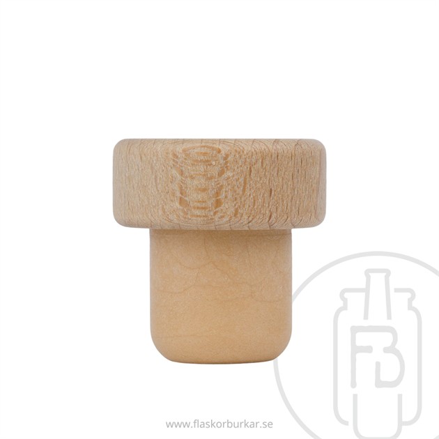 Plastkork med trähatt, 22,5 mm