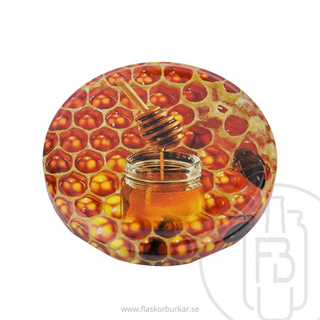 Twist off lid, 82mm, Dark honey print